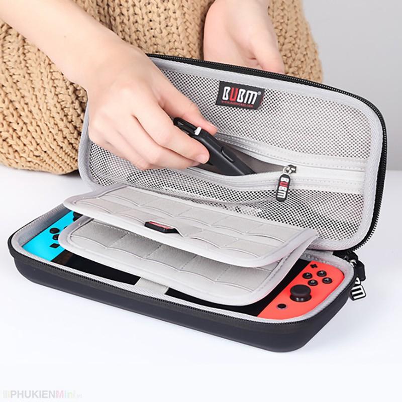 Túi khung cứng chống sốc BUBM chuyên dụng đựng máy chơi game Nintendo Switch oled và phụ kiện dây sạc, thẻ nhớ USB