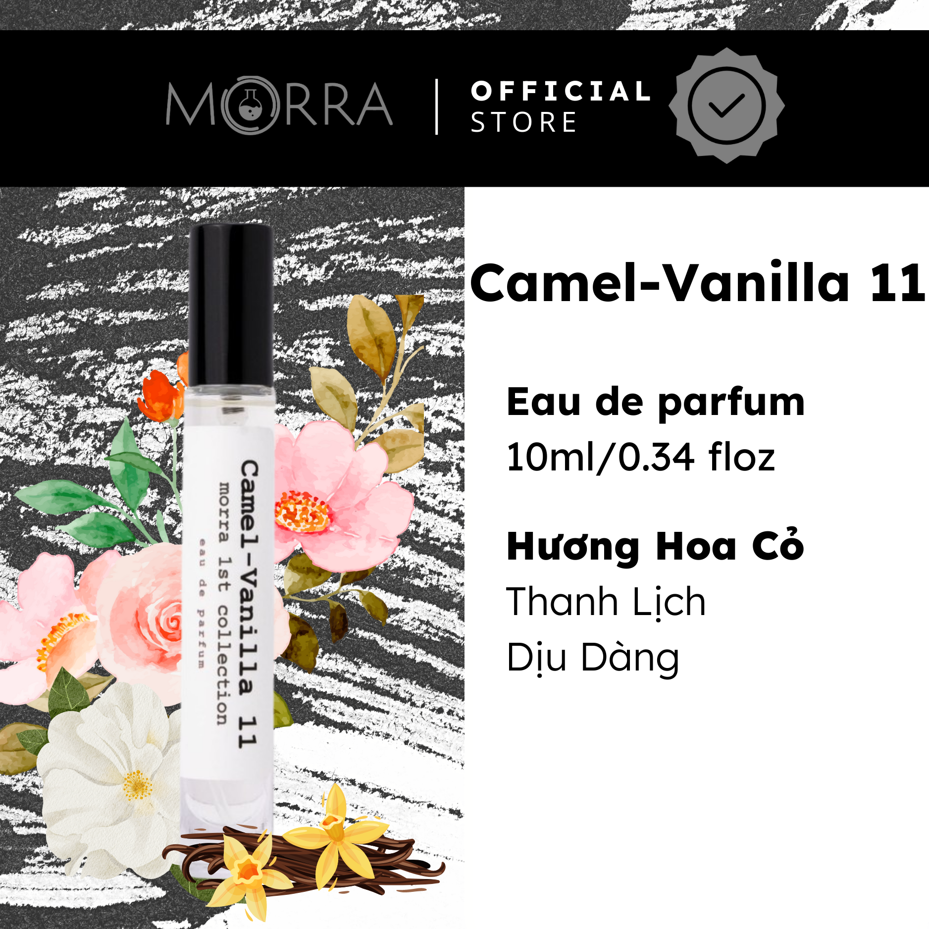 Nước Hoa Nữ Morra Camel Vanilla 11  Dung Tích 10ml Hương Phấn Hoa Dịu Dàng, Cuốn Hút Lưu Hương Lâu 6H - 8H