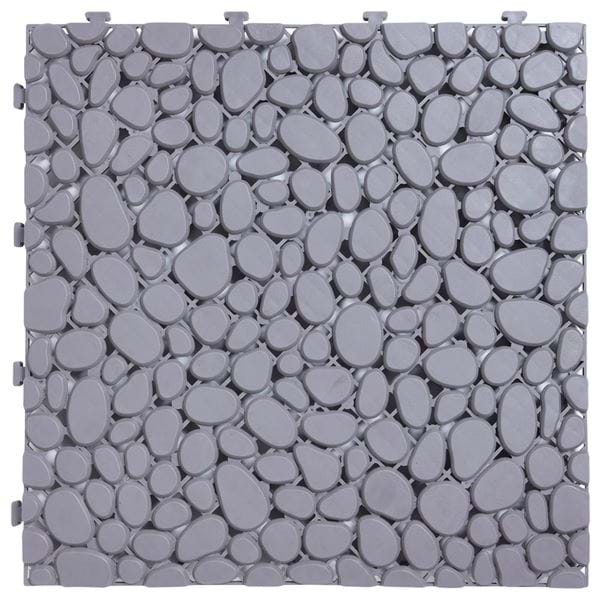 Ván sàn vỉ nhựa xám tự lắp- Plastic Interlocking Deck Tile in Gray