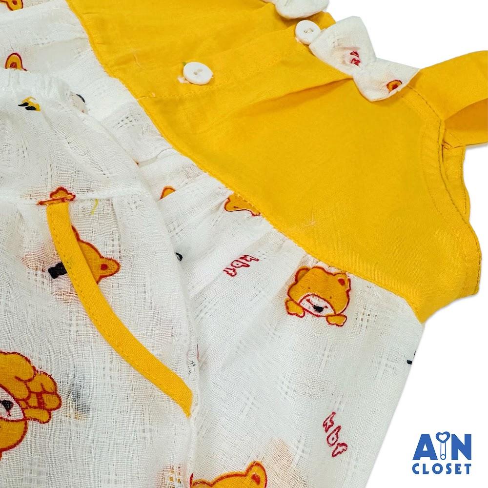 Bộ quần áo Ngắn bé gái họa tiết Dây Gấu Vàng cotton dệt - AICDBGIURNI8 - AIN Closet