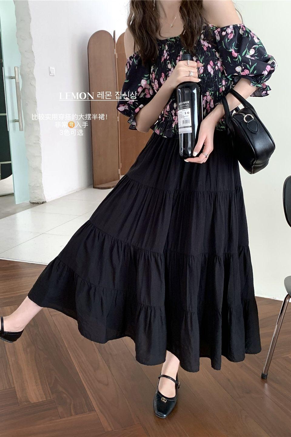 TOBE1SHOP Váy dài chữ A kiểu Pháp, váy dài, váy gió, váy dài, váy rộng, váy nửa người.