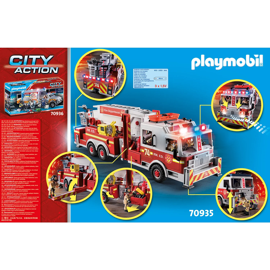 Đồ chơi mô hình Playmobil Xe thang chữa cháy 113pcs