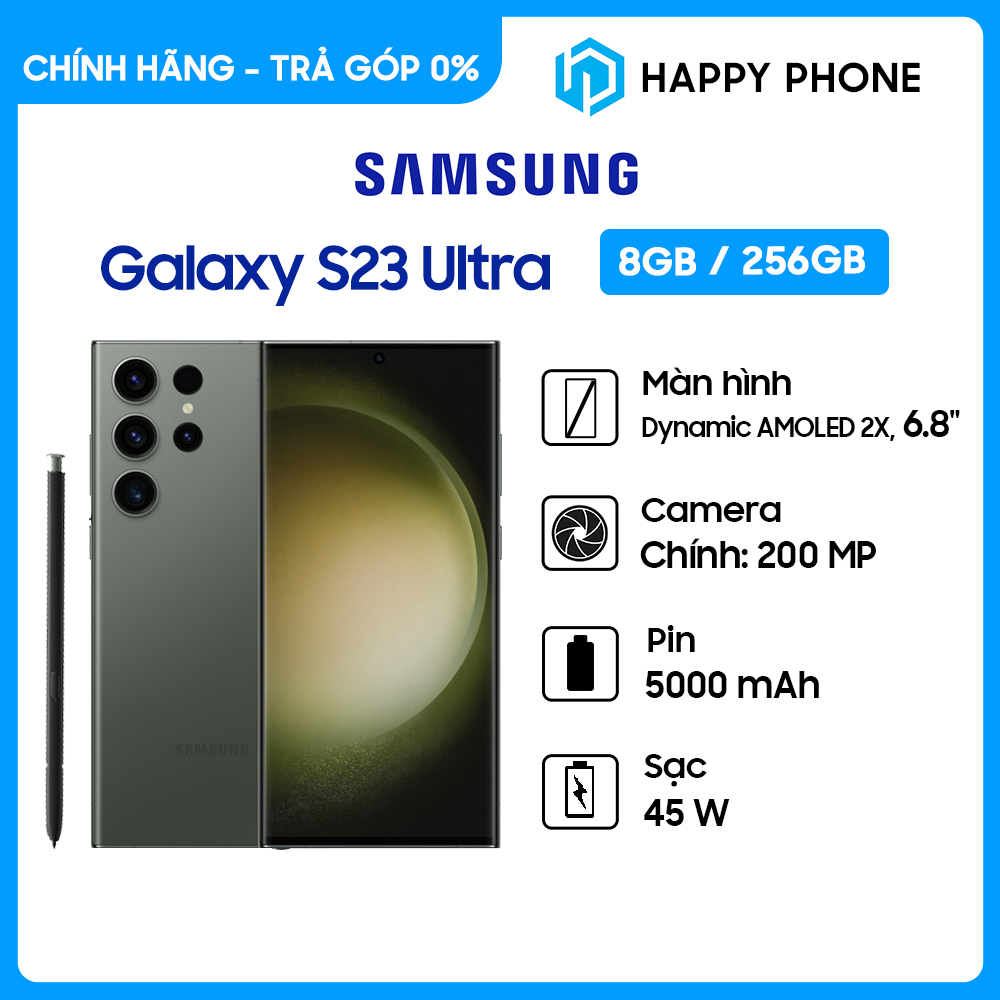 Điện thoại Samsung Galaxy S23 Ultra 5G 8GB/256GB - Hàng chính hãng - ĐÃ KÍCH HOẠT BẢO HÀNH ĐIỆN TỬ