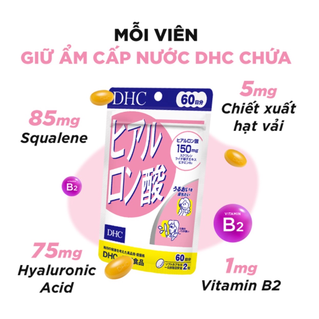 Viên Uống Giữ Ẩm, Cấp Nước DHC Hyaluronic Acid Nhật Bản