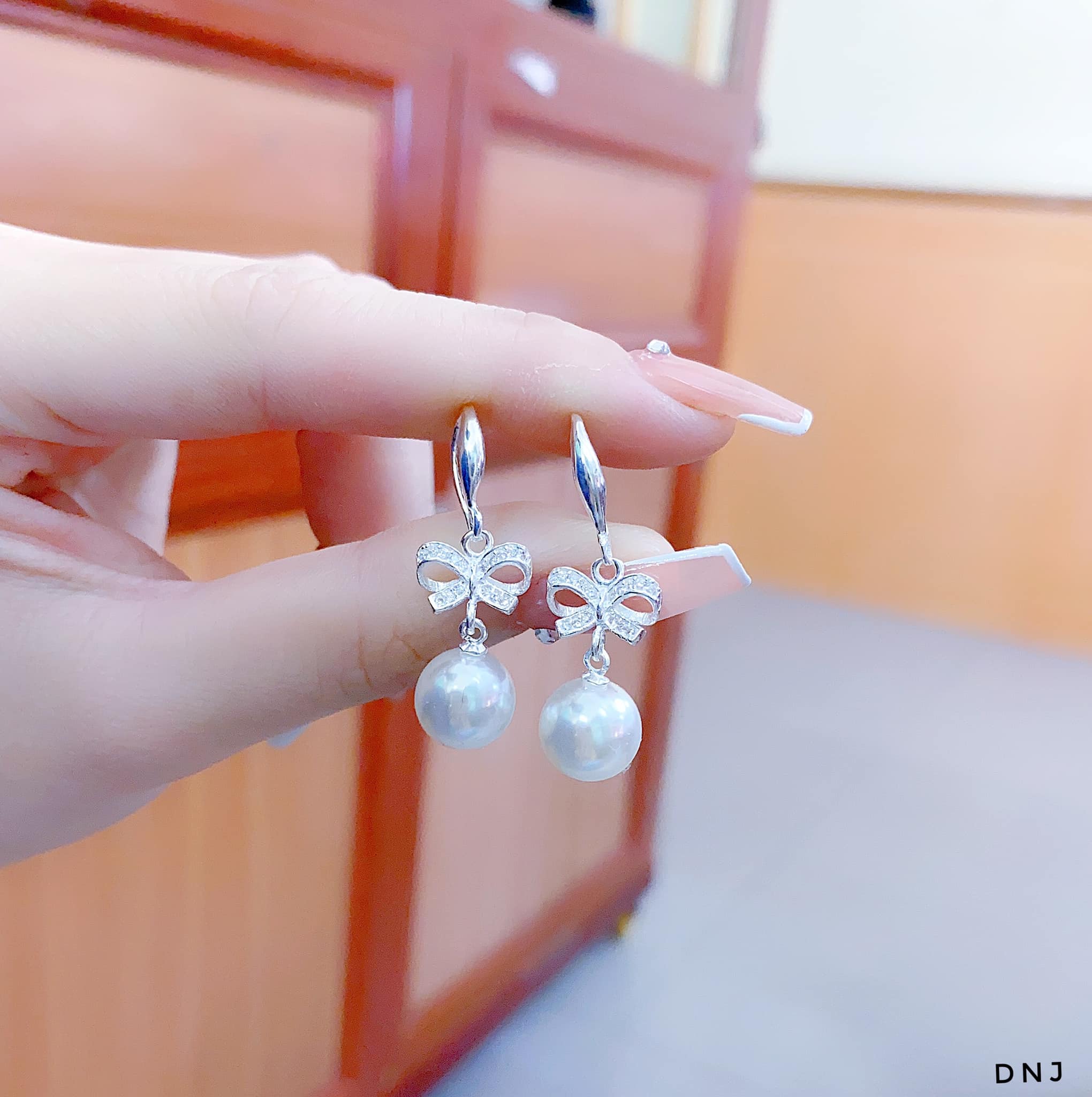 Bông tai bạc móc trai chất liệu bạc s925 MS0650