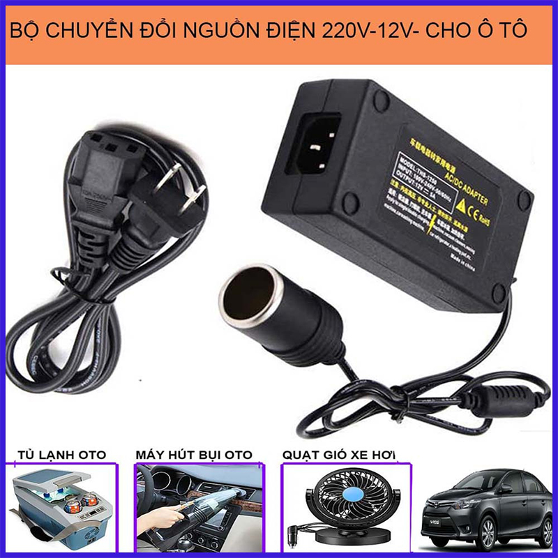 Bộ Chuyển Đổi Nguồn Điện 220V Sang 12V Cổng Tẩu Trên Ô Tô