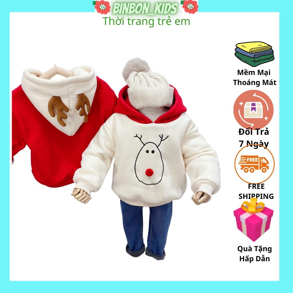 Áo hoodie tuần lộc chất nỉ bông cho bé trai, bé gái đi chơi giáng sinh size từ 7-28kg-KANGMIN KIDS