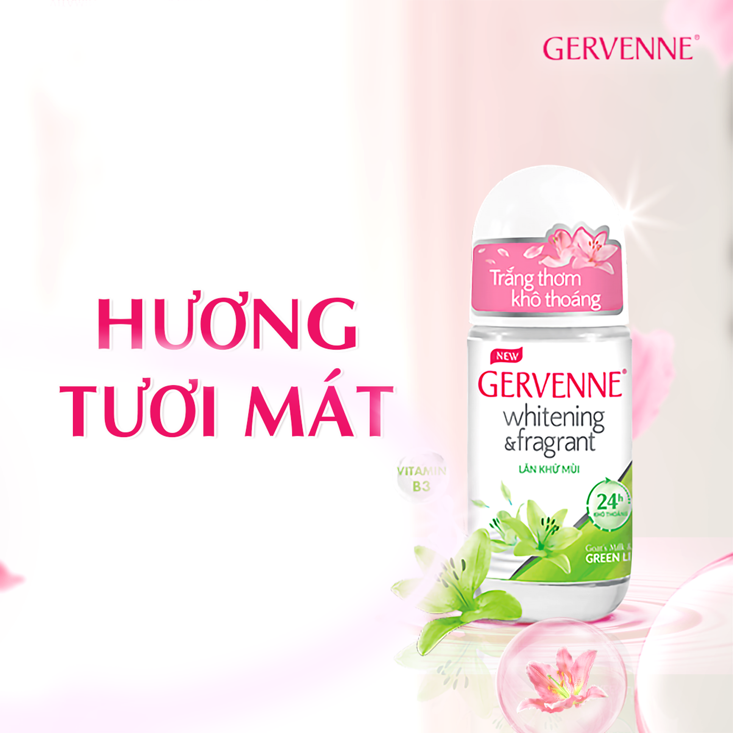 Lăn khử mùi trắng da Gervenne Green Lily 50gr