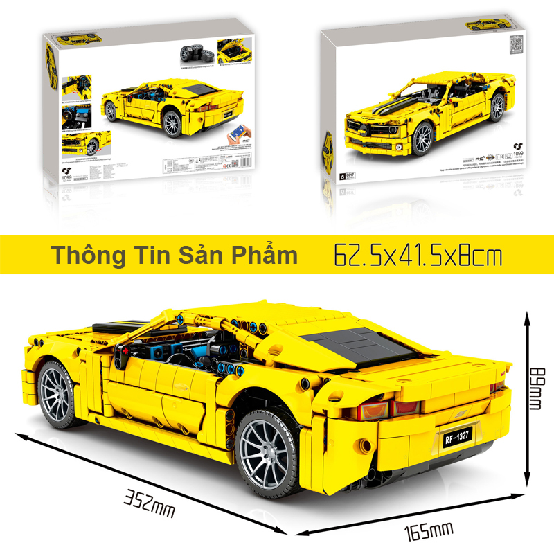 Đồ Chơi Lắp Ráp Mô Hình Siêu Xe Thể Thao Chêvrolét Camạro YellowBlack 8617 Điều Khiển Từ Xa Với 1099 Mảnh Ghép