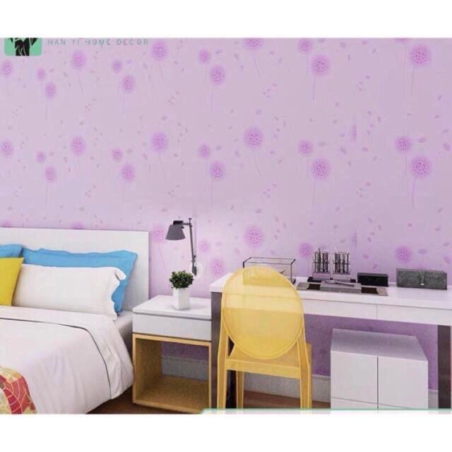 Cuộn 10m giấy dán tường decal bồ công anh tím