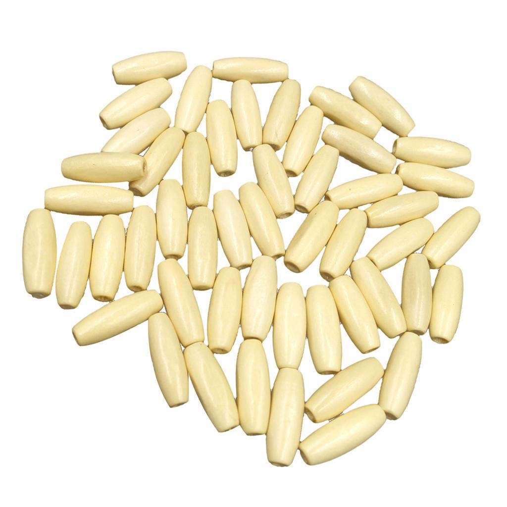 100 Pieces Mixed Art Wood Oval Loose Beads Wood Tube Bead Wooden Beads for DIY Jewelry Making Bracelet Charms Home Decoration Crafting Beads Dark brown and Beige