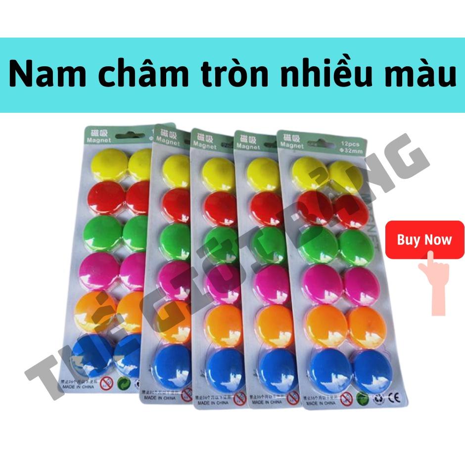 Nam Châm Tròn Nhiều Màu ĐK 30 mm, Dùng Hít Bảng Từ