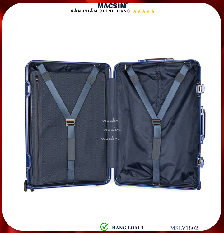 Vali hợp kim nhôm cao cấp Macsim MSLV1802 cỡ 20 inches màu xanh blue hàng loại 1