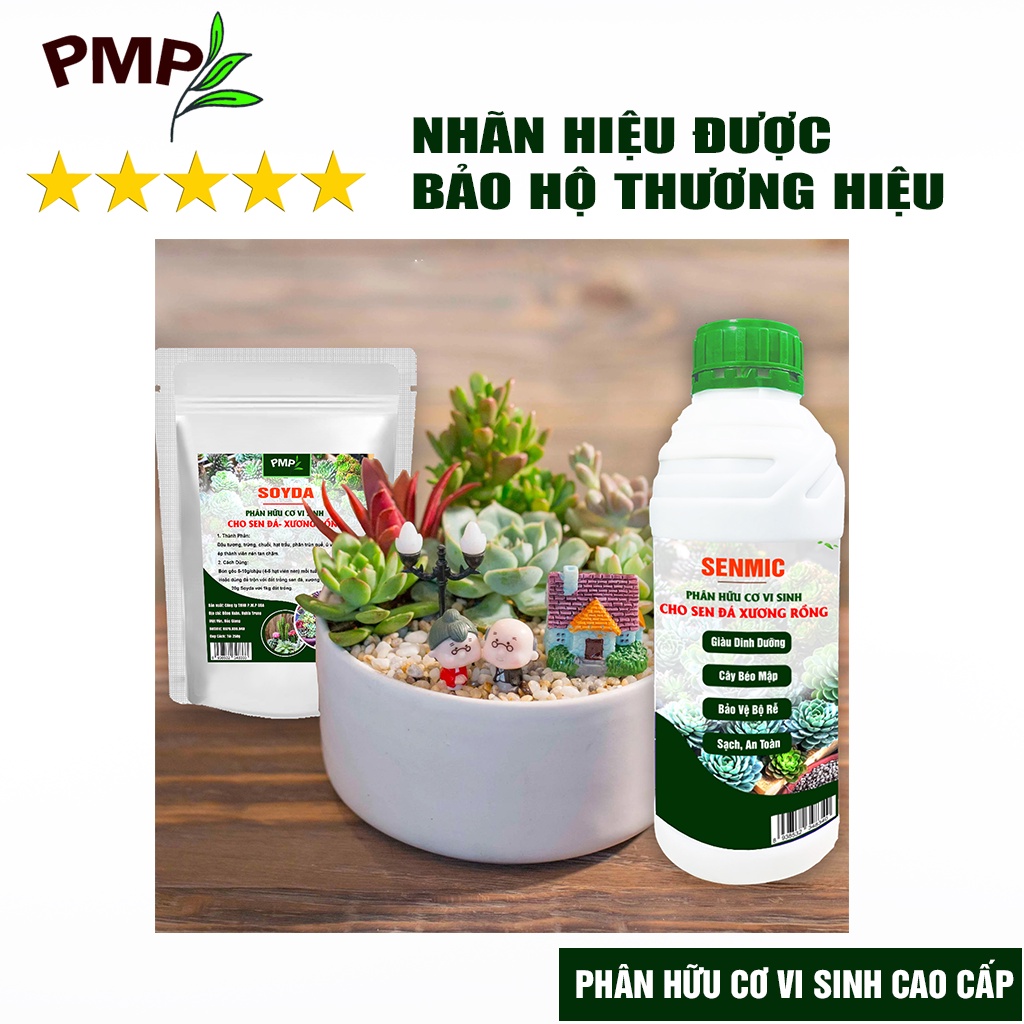 Phân hữu cơ cho sen đá, xương rồng Senmic PMP Phân bón vi sinh cao cấp chai 500ml