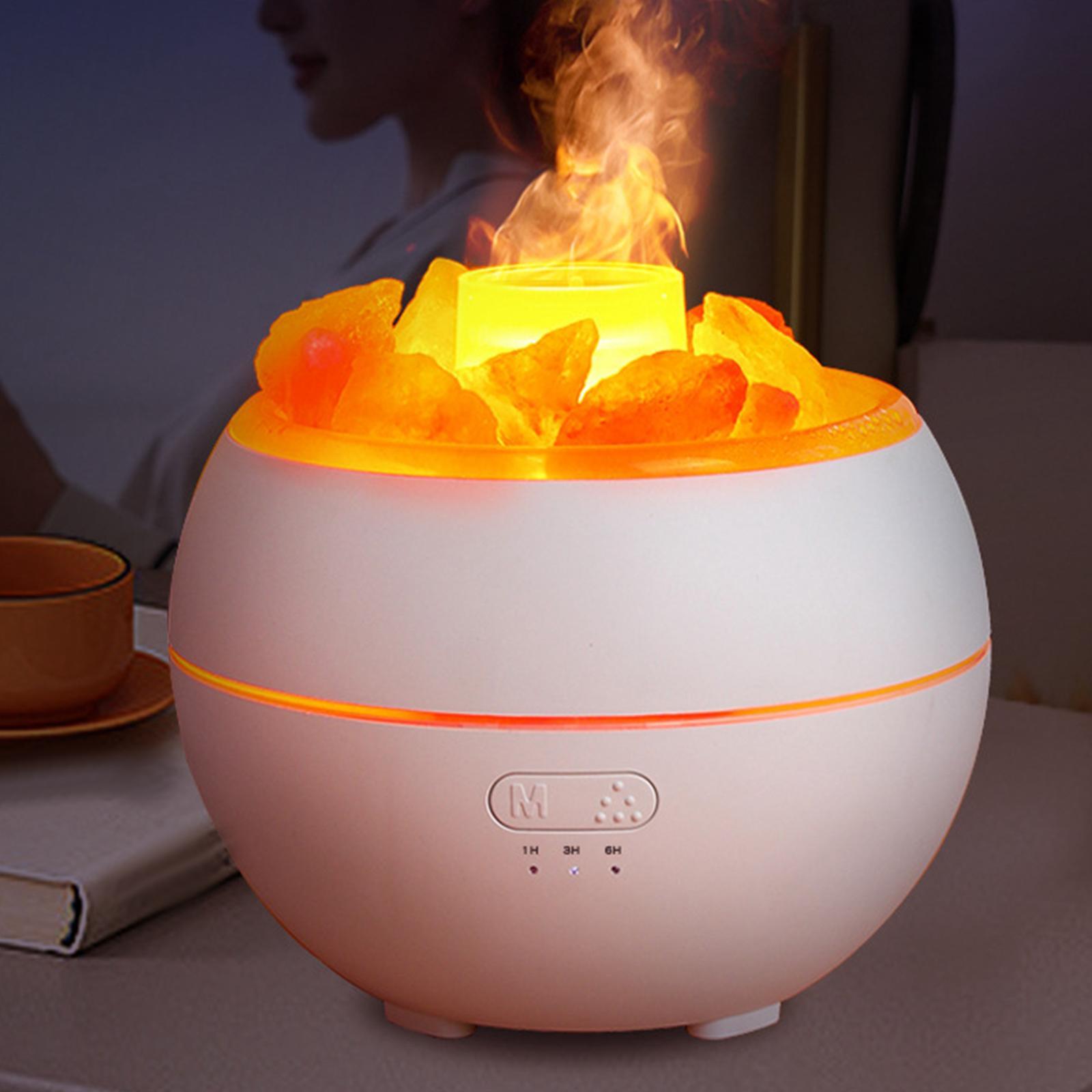 USB 300ml Air Humidifier Essential Oil Diffuser with Realistic Flame Quiet Night Light for Office Tabletop Baby Room Bedroom Decoration