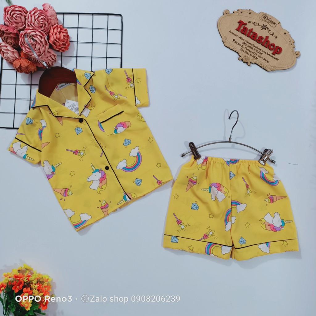 11-45kg Bộ pijama tay ngắn bé gái lụa Hàn cao cấp