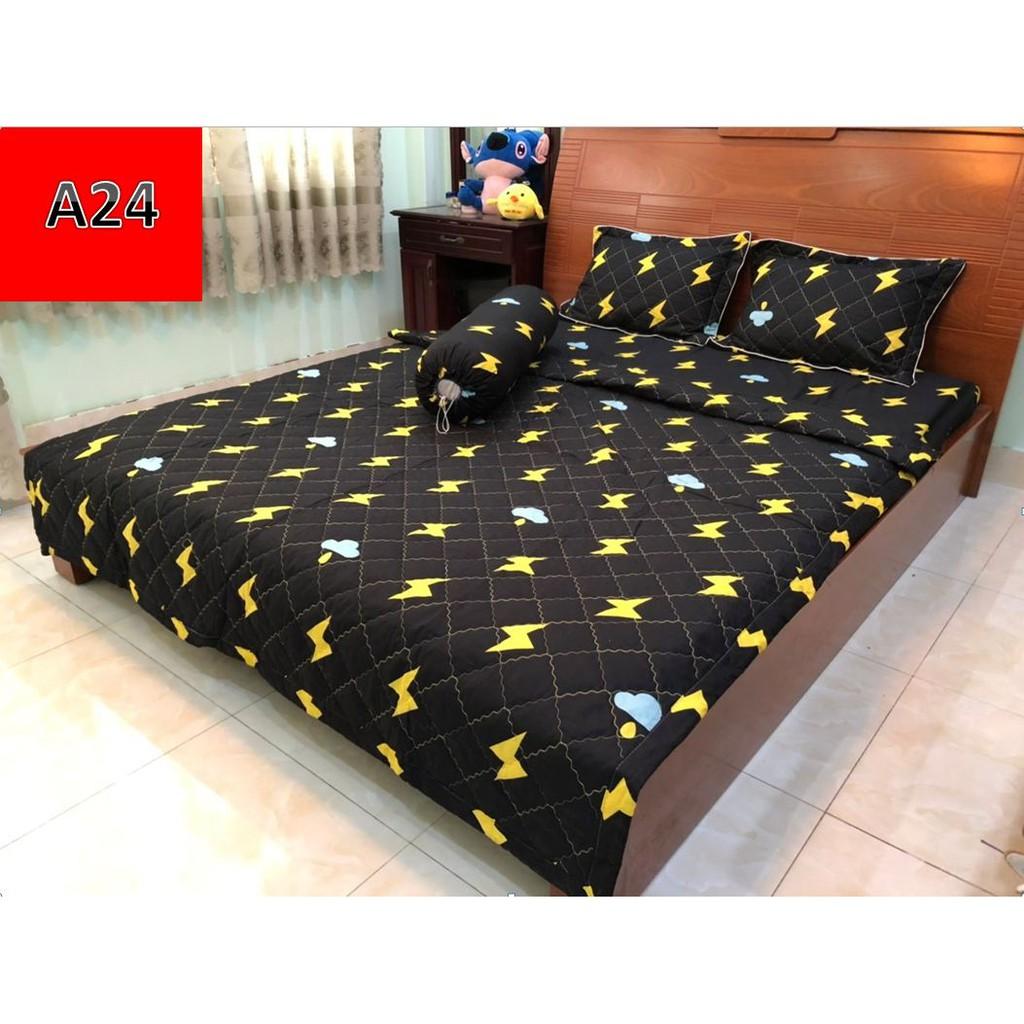 Bộ Chăn Ga Gối Cotton Poly hoa nhiều mẫu 1m6x2m x10cm , 1m8x2m x10cm
