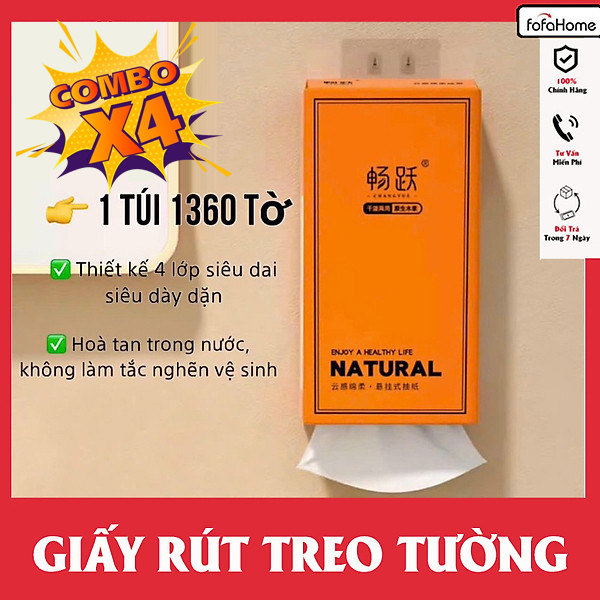 [1 THÙNG 4 BỊCH ] Giấy Vệ Sinh Treo Tường Nội Địa Trung Làm Từ Bột Gỗ Nguyên Sinh An Toàn Sức Khoẻ Siêu Tiện Lợi