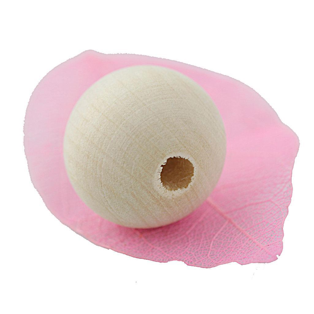 50x 20mm Natural Color Wood Round Wooden Beads Craft Jewelry Making Findings