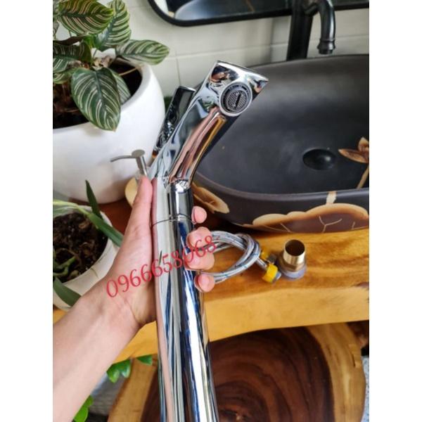 Vòi lavabo nóng lạnh đồng mạ crome 30cm
