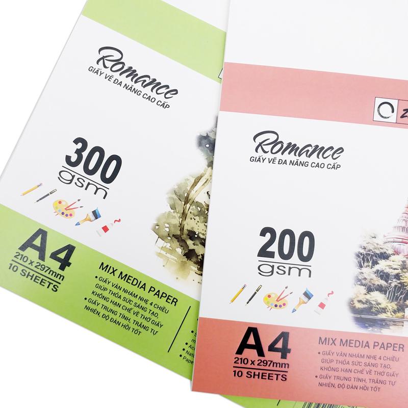 Giấy Vẽ Đa Năng Romance - A4 300gsm - Mix Media Paper - Zen Art TMG 8389 (10 Tờ)