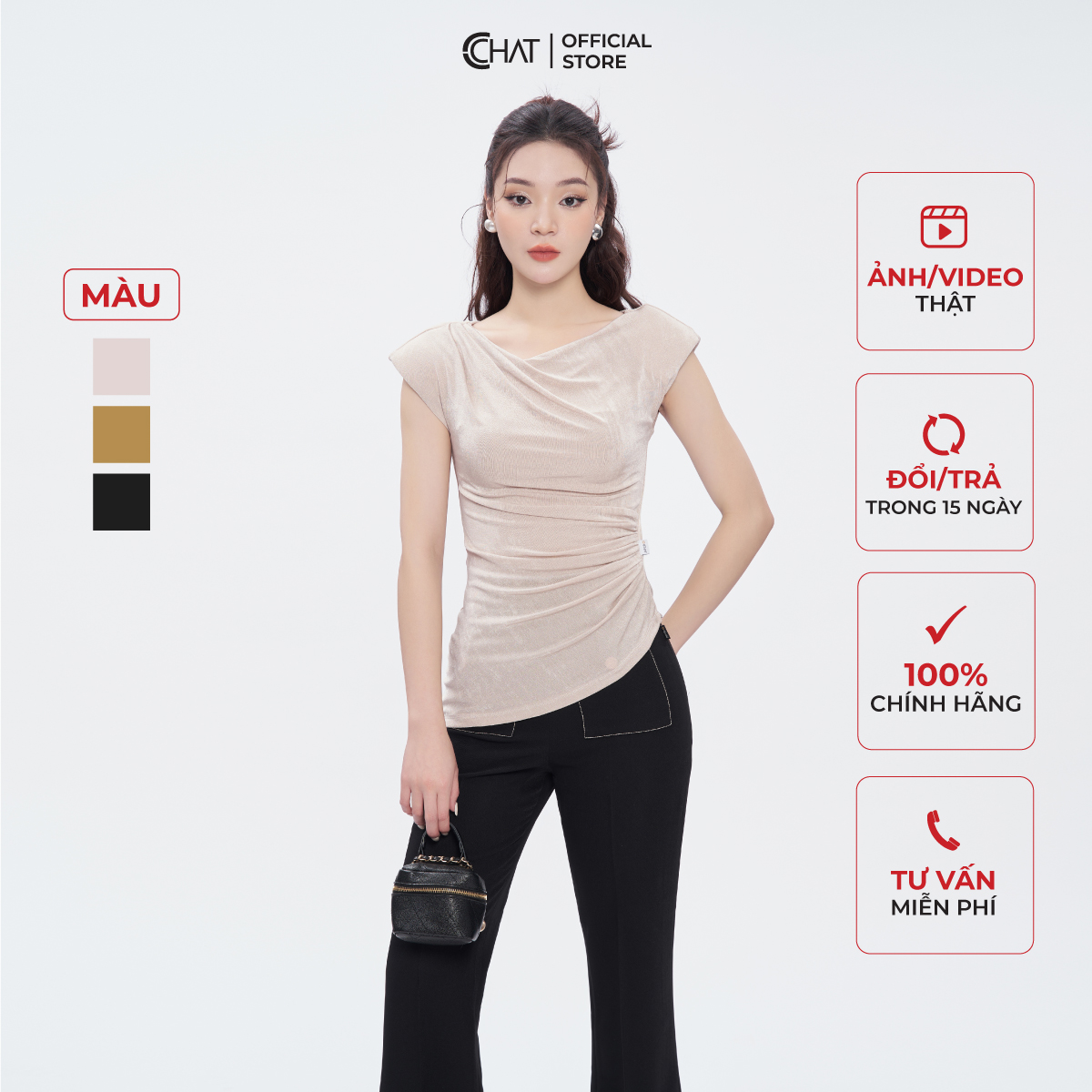 Áo Kiểu Nữ  Vạt Xéo Nhún Eo Chất Thun Cao Cấp Mềm Mịn 53TNC2021OT