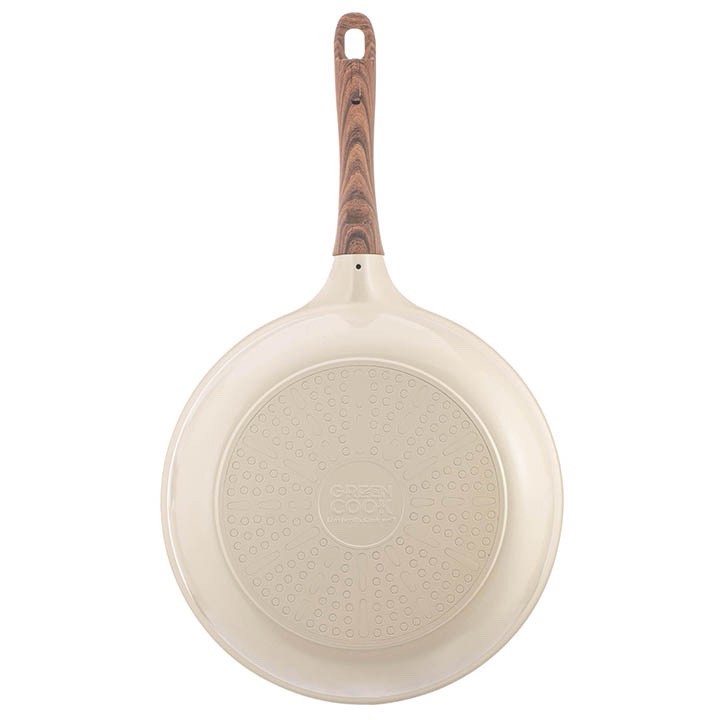 Chảo đúc chống dính Ceramic, đáy từ Greencook size 20/24/26/28cm, màu trắng-Hàng chính hãng