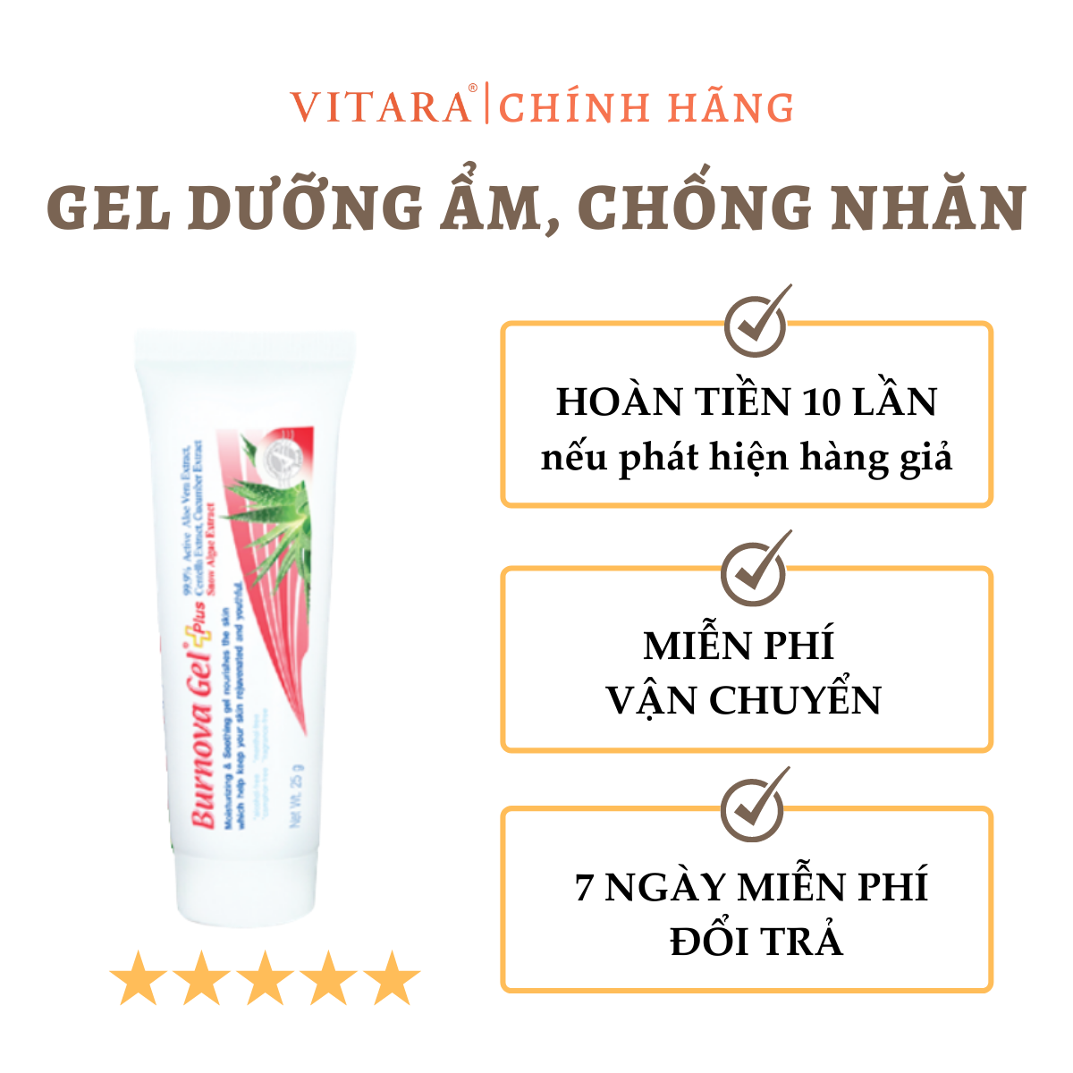 Gel dưỡng ẩm và làm mờ nếp nhăn Burnova Gel Plus Snow Algae cung cấp độ ẩm và giữ cho da được trẻ hóa 25g