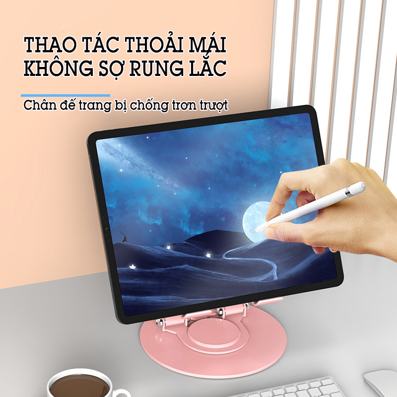 Giá Đỡ Hợp Kim Nhôm Để Bàn Xoay 360 Độ Cho Điện Thoại, Máy Tính Bảng, Iphone, Ipad L08 - Hàng chính hãng