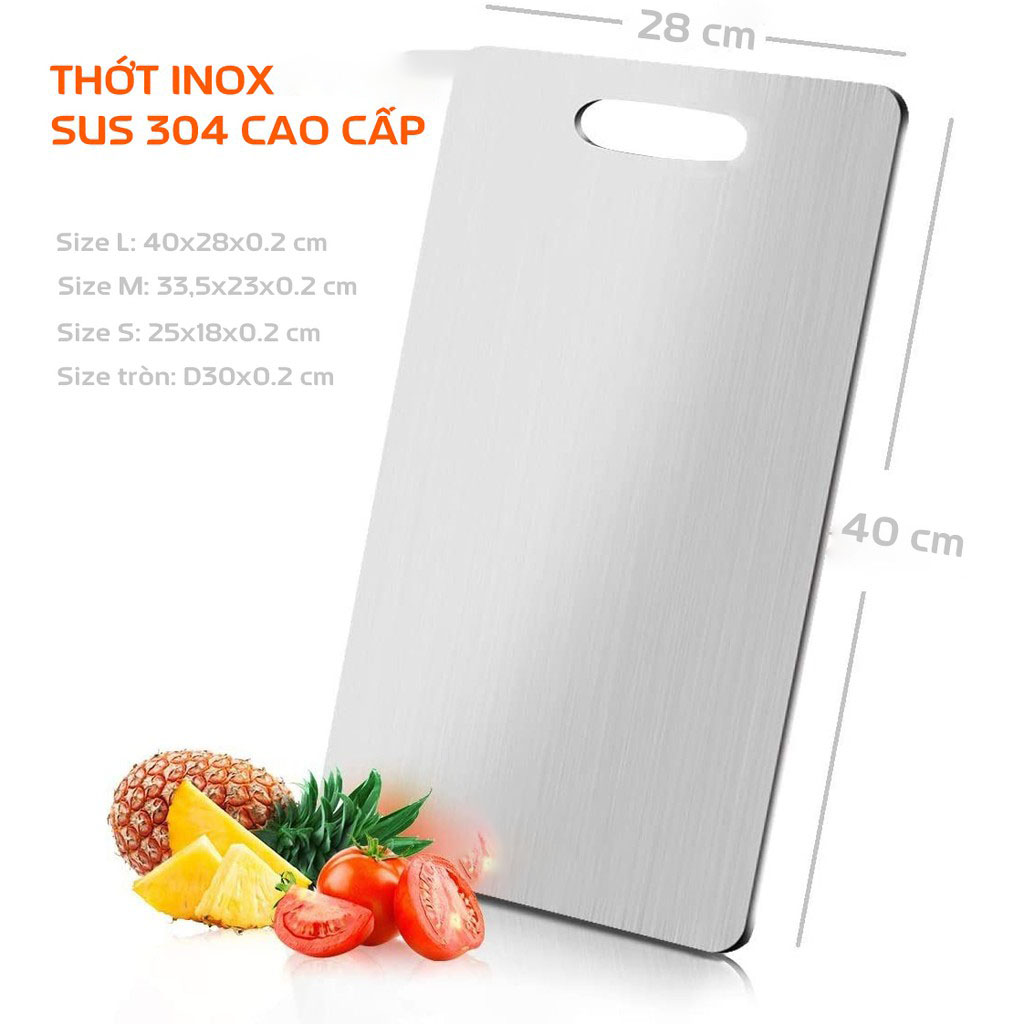 Thớt inox 304 kháng khuẩn cao cấp , chống ẩm mốc độc hại, vệ sinh dễ dàng, cường lực không mùn gỗ, an toàn