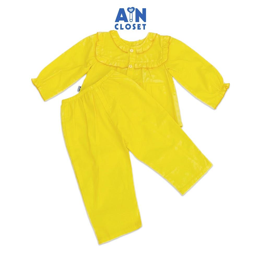 Bộ quần áo dài bé gái họa tiết Cổ Bèo Vàng trơn cotton - AICDBGIOJARF - AIN Closet