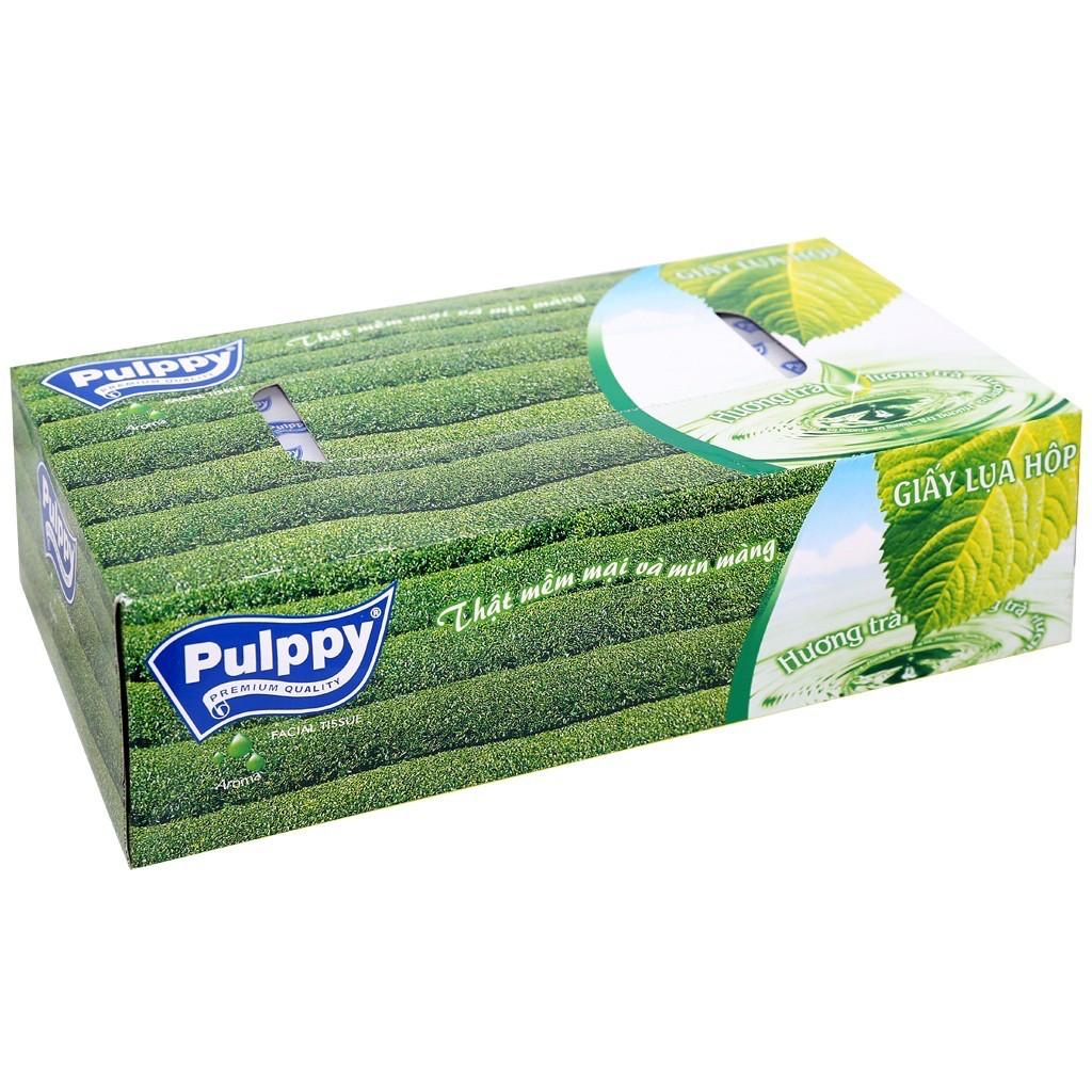 Khăn giấy hộp Pulppy hương trà xanh