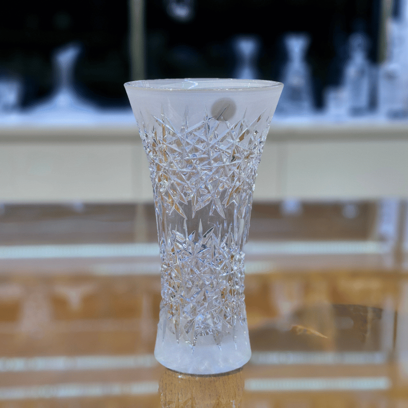 Bình hoa pha lê Tiệp cao cấp BOHEMIA cao 30.5 cm, hoa văn mài và phun cát mờ - Hàng chính hãng