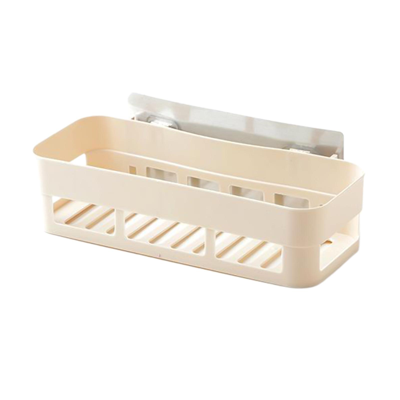 Plastic Bathroom Caddy Shower Storage Rack Kitchen Wall Shelf White