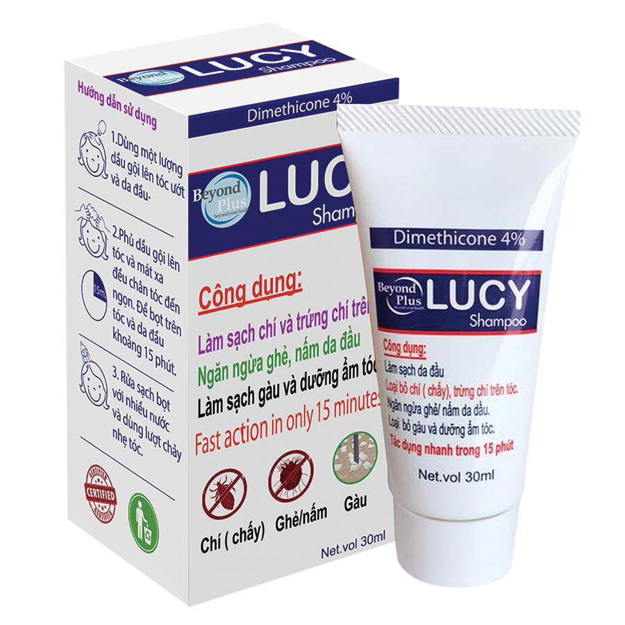 Dầu Gội Giảm Ngứa, Ghẻ Da Đầu, Làm Sạch Chí, Sạch Gàu Lucy Beyond Plus (30ml)  