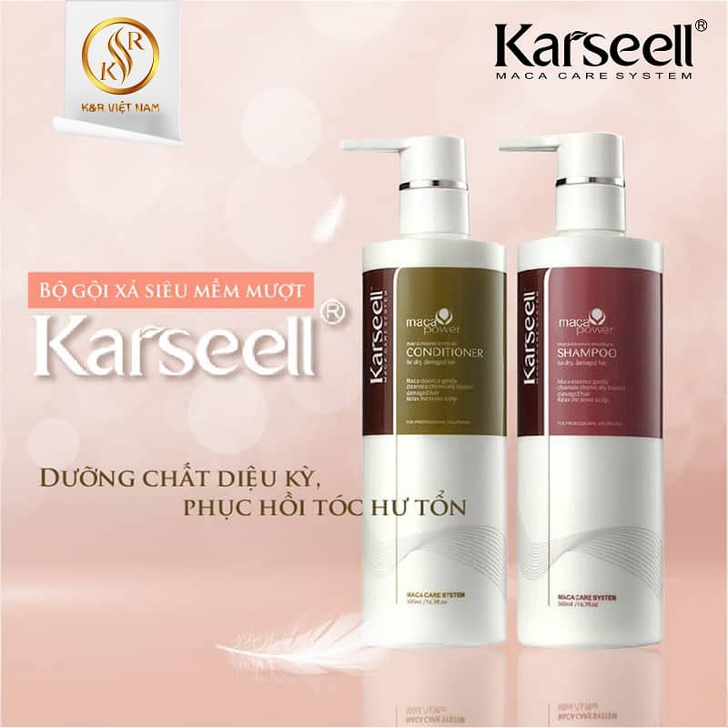 Bộ gội xả siêu mềm mượt – Collagen Karseell Maca 500 ml