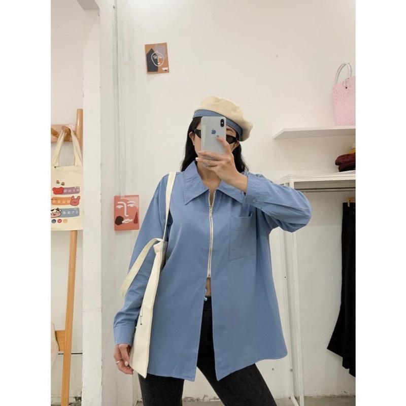 Áo sơ mi khoá xẻ