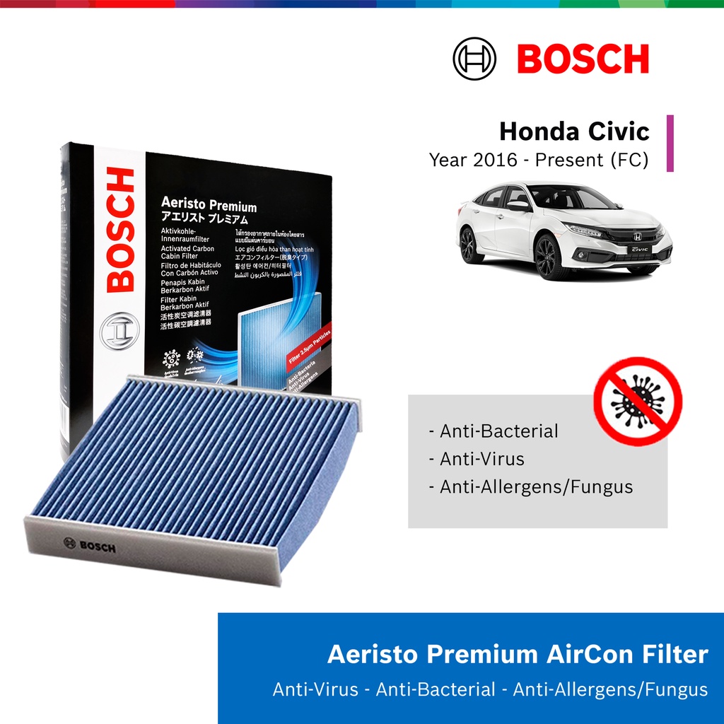 Lọc Điều Hòa Cao Cấp Có Than Hoạt Tính BOSCH Aeristo Premium 0986AF7002  Cho Xe Honda Civic, City, CRV, HRV, Acura CDX..