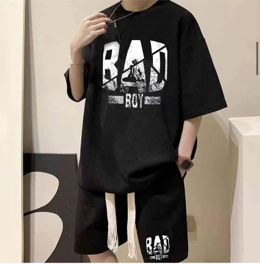 [HOT] Bộ Thể Thao Nam Đồ Bộ Quần Áo Mùa Hè Cộc Tay Vải Thun Lạnh Đẹp in Chữ BAD Siêu Ngầu  Siêu Đẹp HTM FASHION - Đen