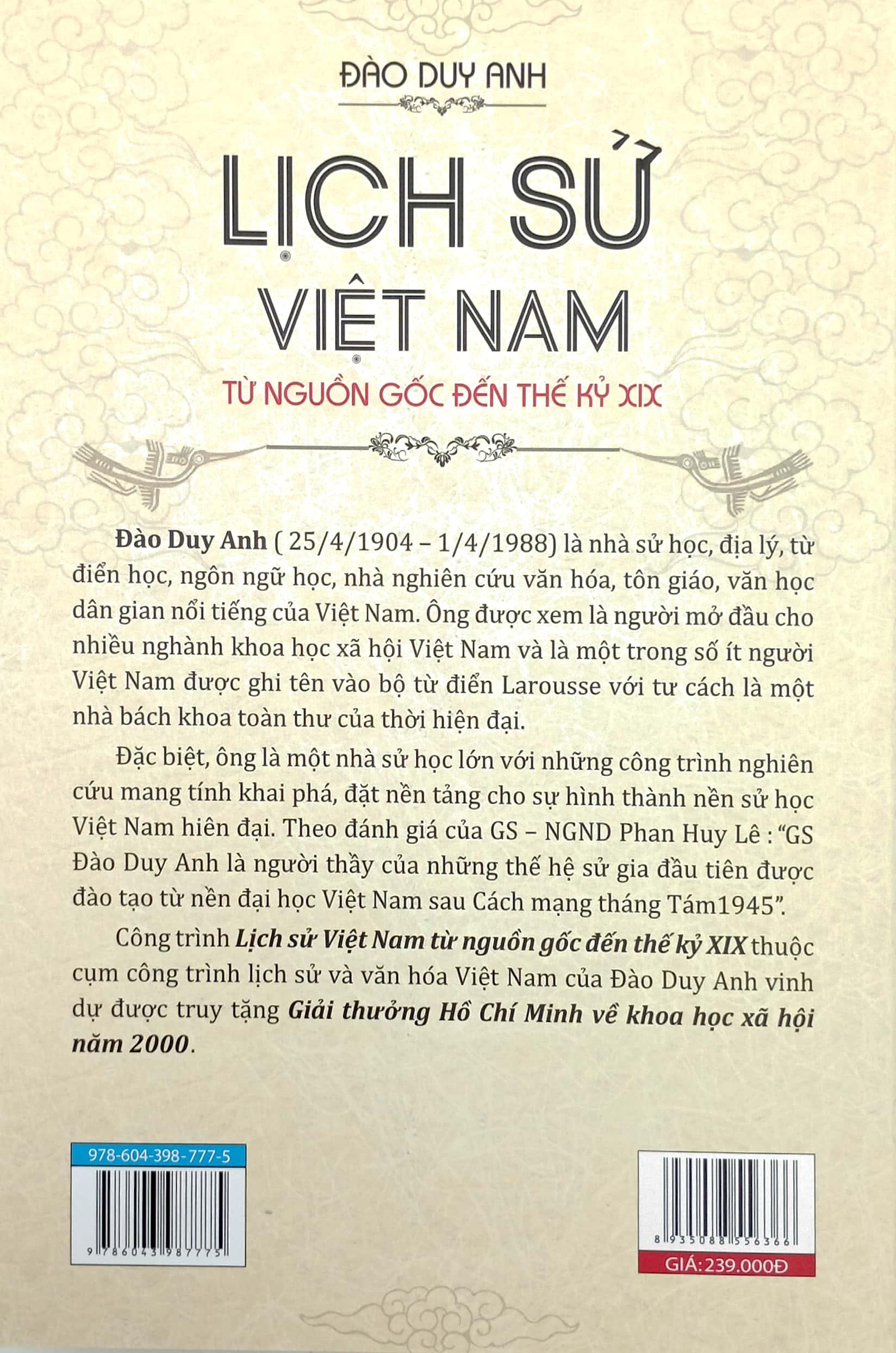Lịch Sử Việt Nam Từ Nguồn Gốc Đến Thế Kỷ XIX