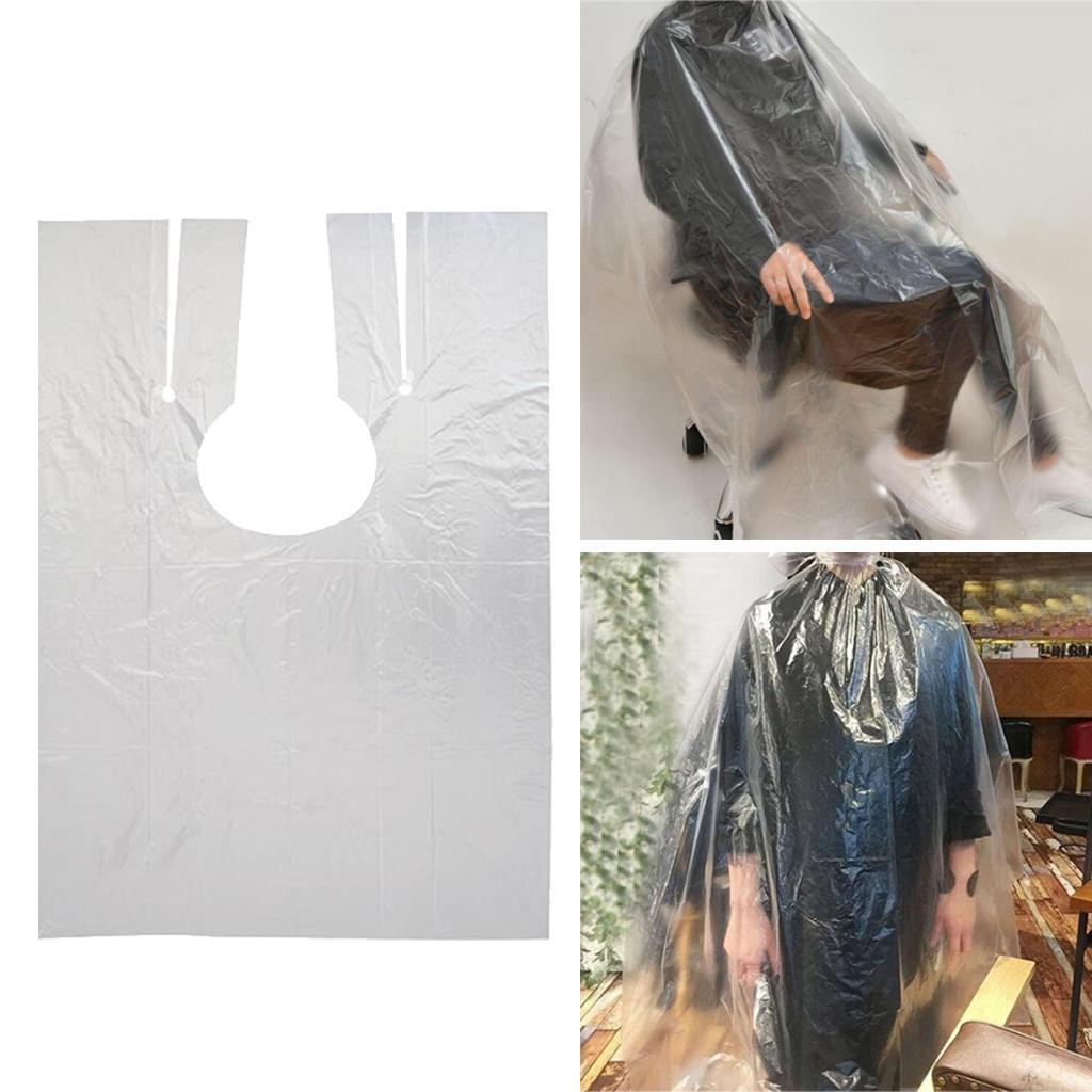 100 Pieces Disposable Hair Cutting Cape Gown Barber Shop Capes Gowns + Clips