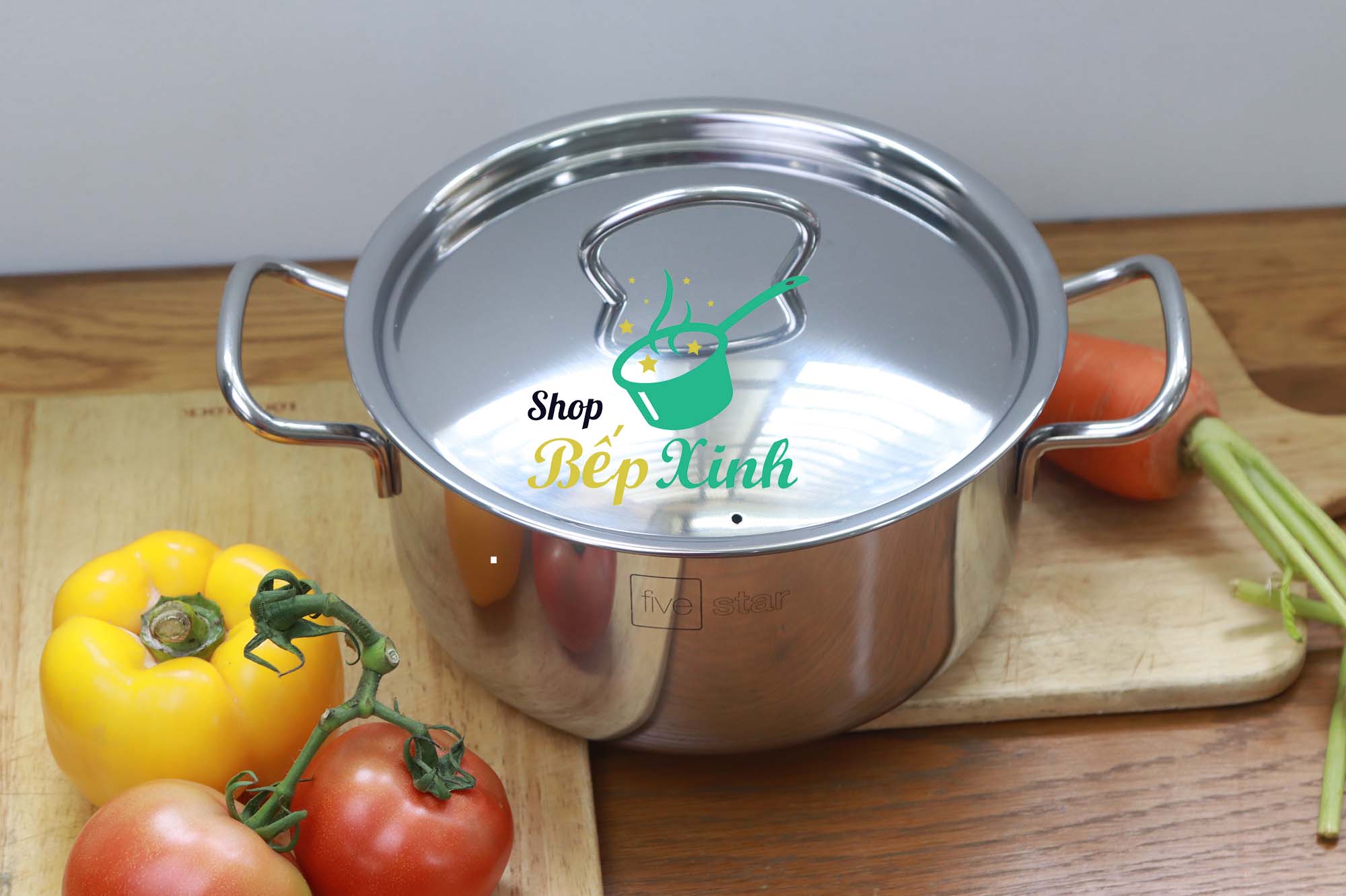 Nồi inox bếp từ 3 đáy Fivestar Nắp Inox - Tặng 1 Muỗng Canh Inox