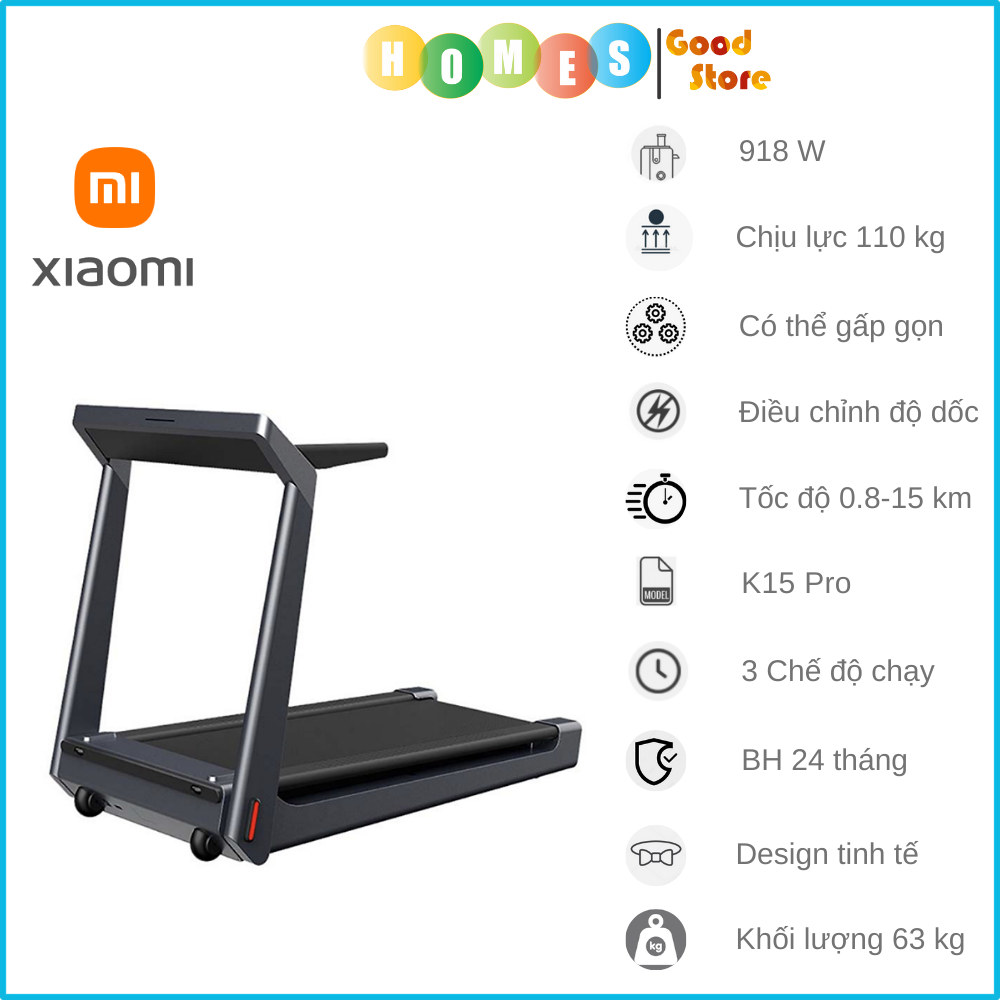 Máy Chạy Bộ Thông Minh XIAOMI KingSmith K15 Cao Cấp Gấp Gọn Linh Hoạt Gồm 2 Chế Độ Chạy Kết Nối App Công Suất 918 W - Hàng Chính Hãng