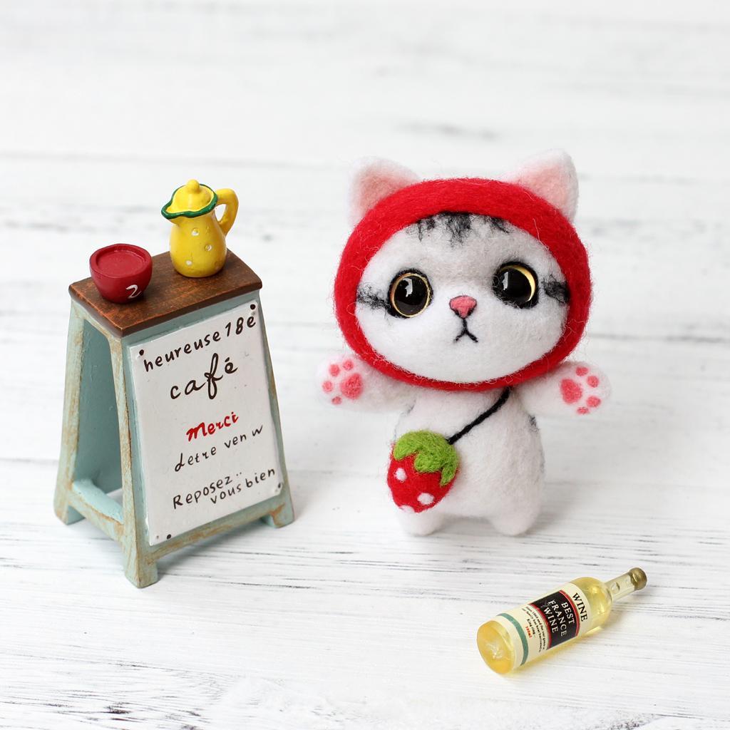 Cat Needle Felting Kit Felting Wool Decor Starter Kit Handwork Materials