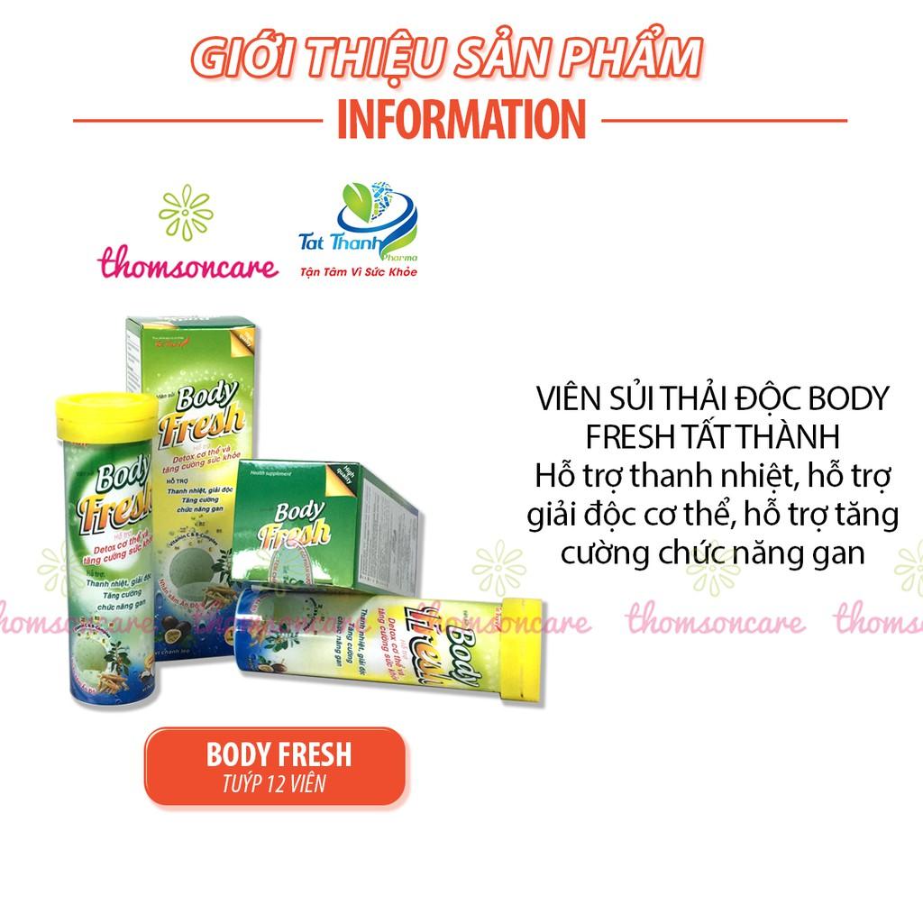 Viên sủi thanh nhiệt Body Fresh - Detox mùa hè, giải độc, mát gan - Bổ sung vitamin và khoáng chất - Tuýp 12 viên