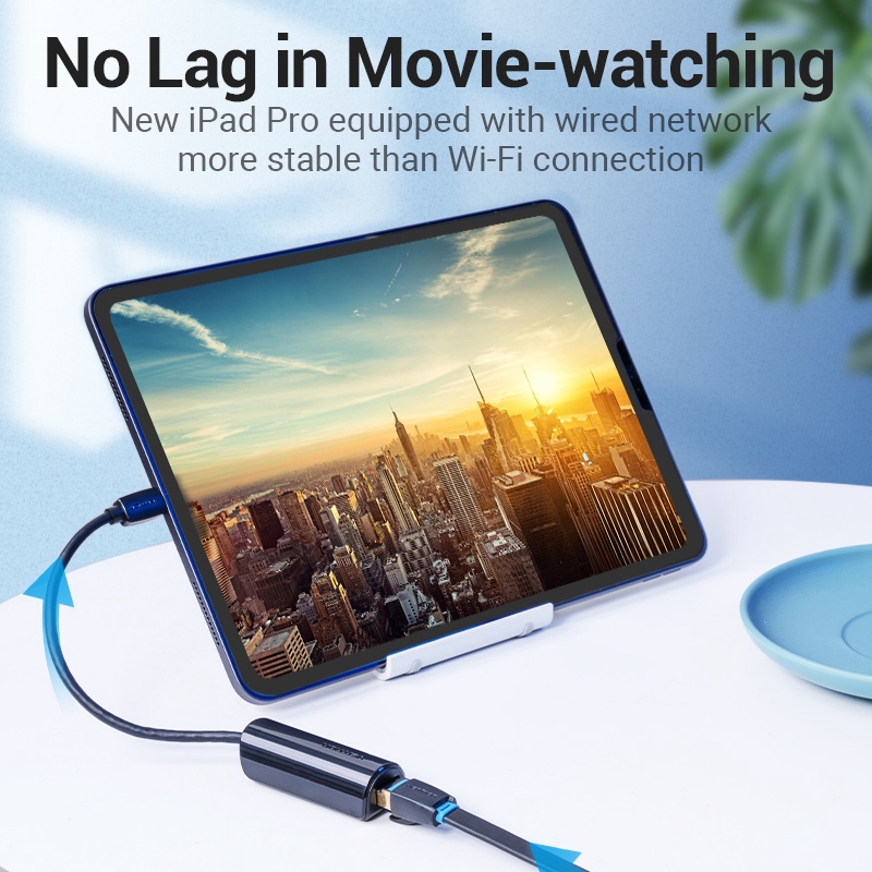 Cáp chuyển USB Type C to Lan hỗ trợ tốc độ 10/100/1000 Vention - Hàng chính hãng