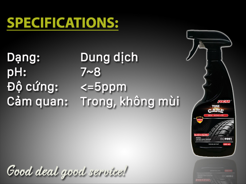 Thùng 12 chai Bóng lốp ô tô Focar Tire Care 500ml