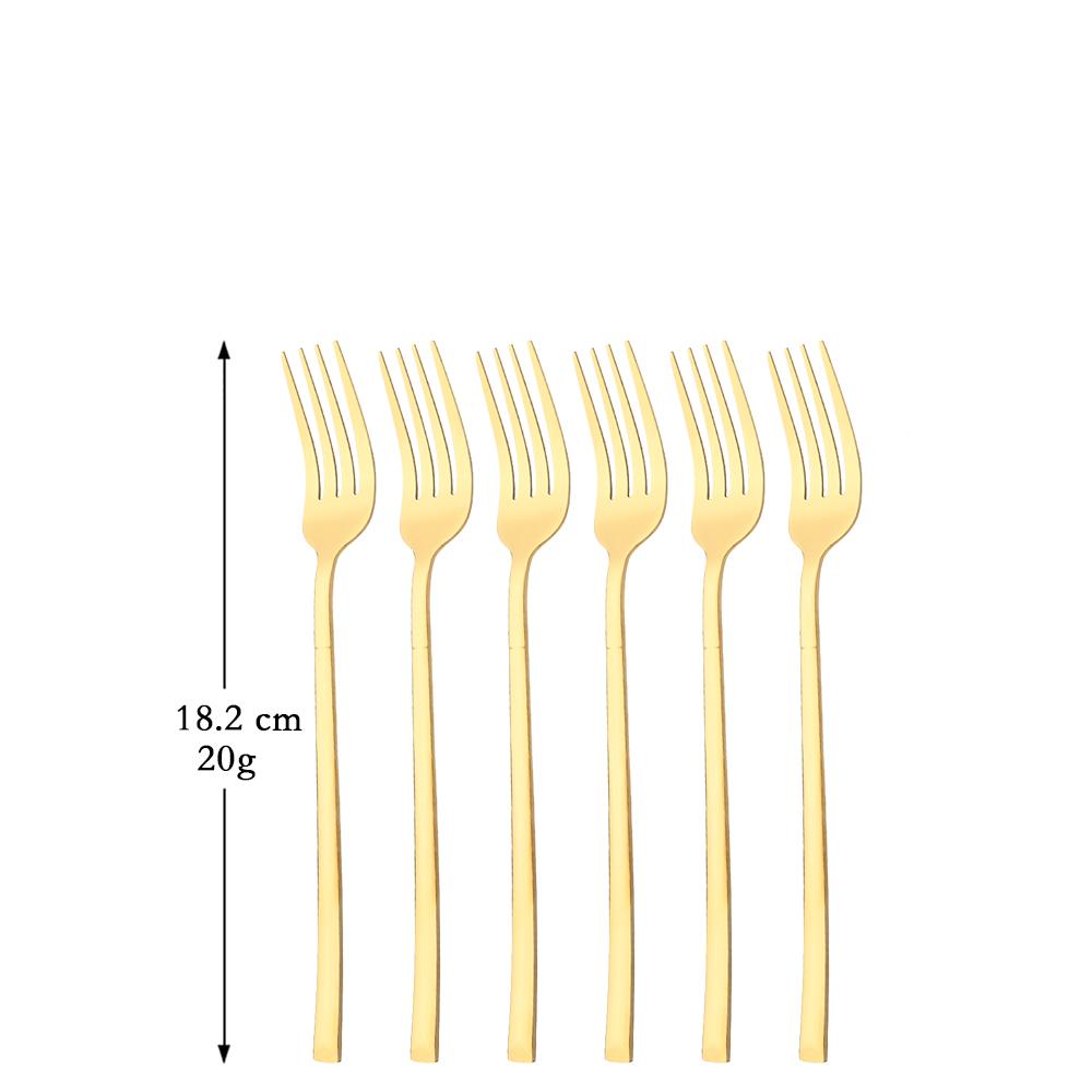 6/30 Chiếc Tây Chén Ăn Vàng Bộ Dao Kéo Inox Phẳng Bằng Bộ Dao Muỗng Nĩa Muỗng Trà Bộ Nhà Bếp Bộ Đồ Ăn Kiềng Bạc bộ