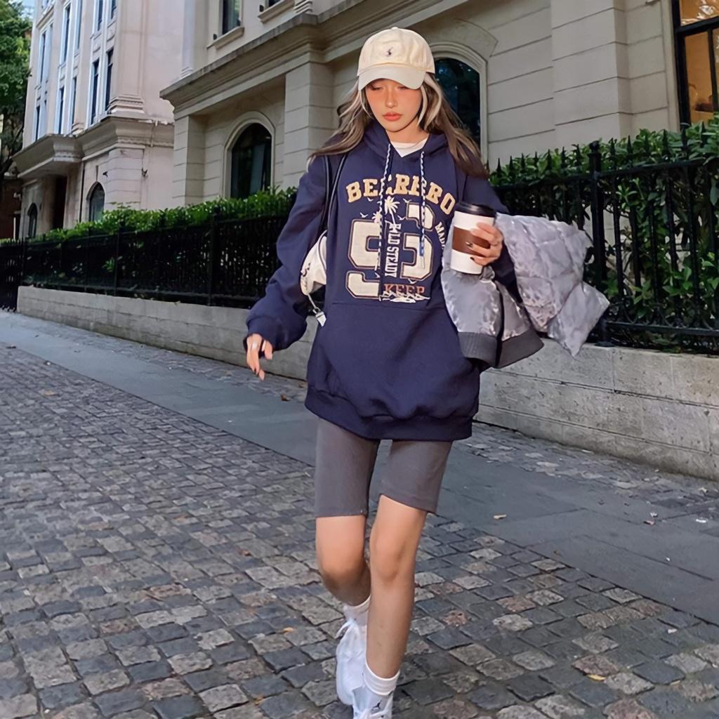 Áo Hoodie Nỉ Nam Nữ Unisex Màu Xanh In Chữ BEERBRO