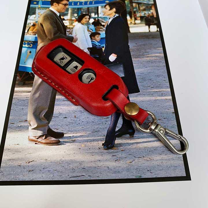 Bao da chìa khóa SH - màu đỏ - da bò thật - handmade DT384